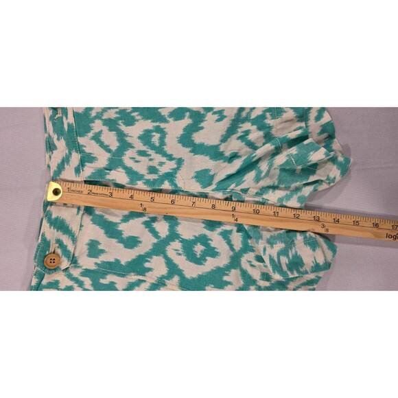 Ann Taylor LOFT Womens Shorts Linen Cotton Pockets Ikat Natural Green Size 12 - Picture 10 of 11